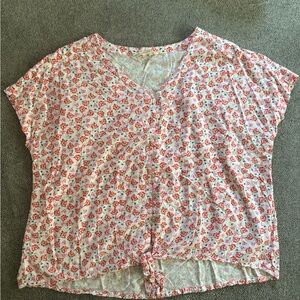 Jane and Delancey Red Floral Blouse